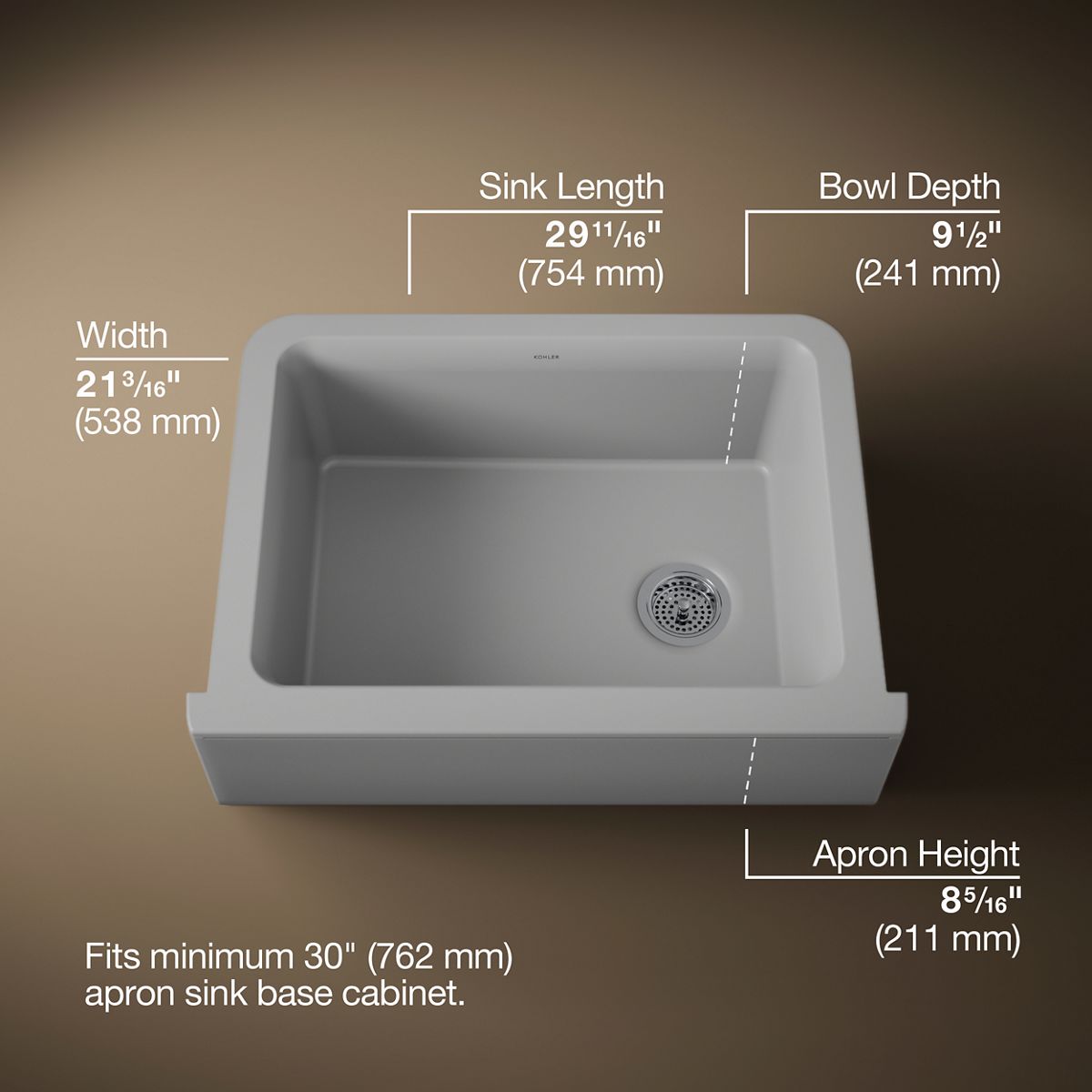 3/4 view of product with dimensions