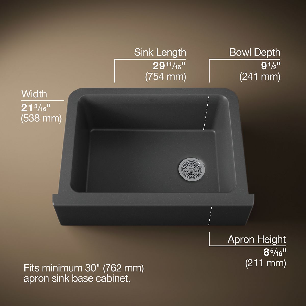 3/4 view of product with dimensions