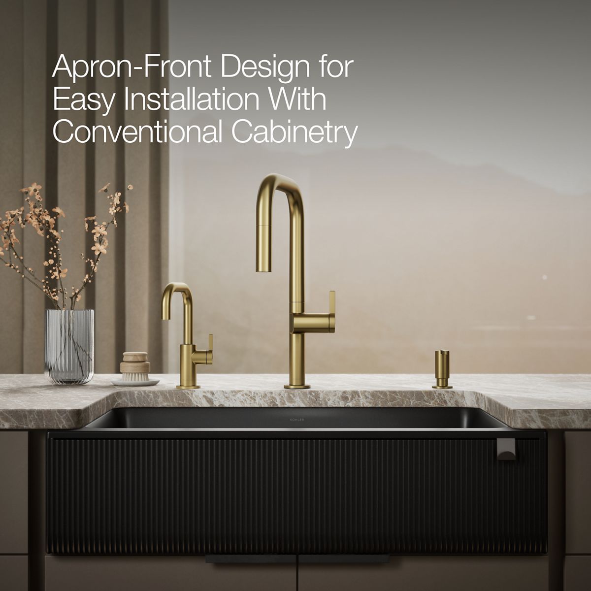 Undermount Single-Bowl Farmhouse Kitchen Sink With Fluted Design