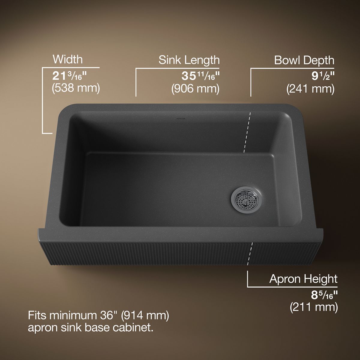 3/4 view of product with dimensions