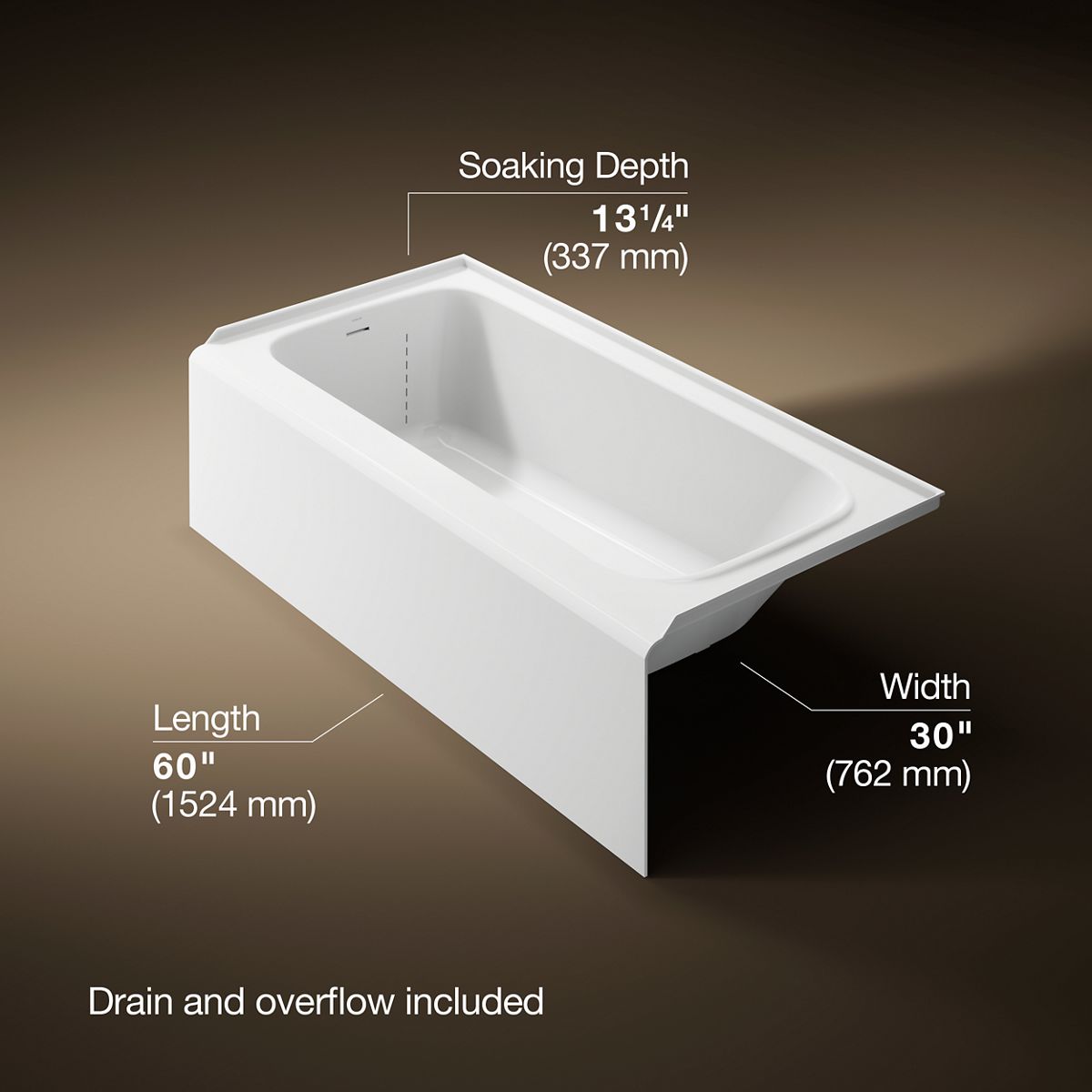 3/4 view of product with dimensions
