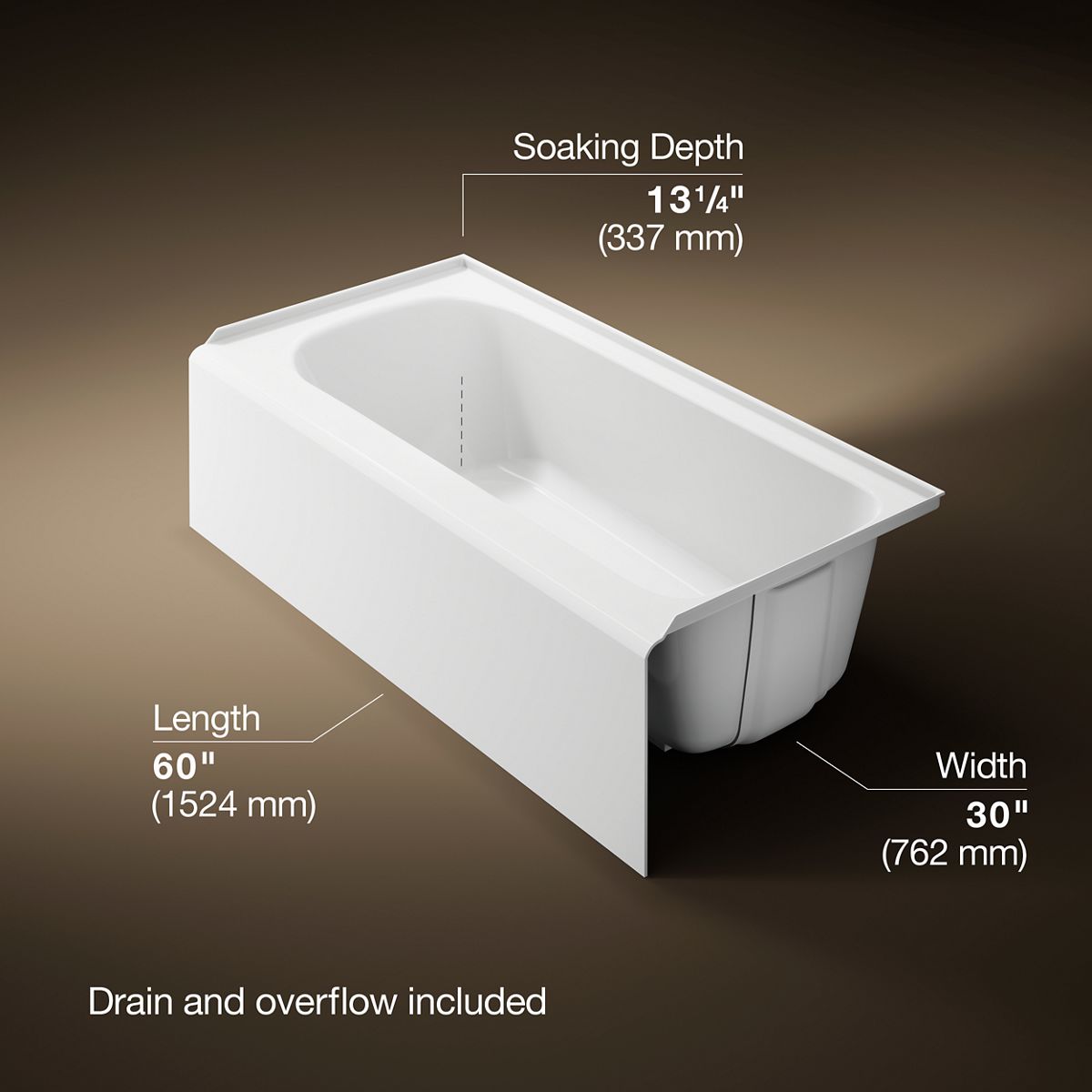 3/4 view of product with dimensions