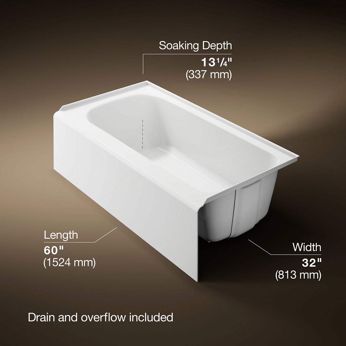 3/4 view of product with dimensions