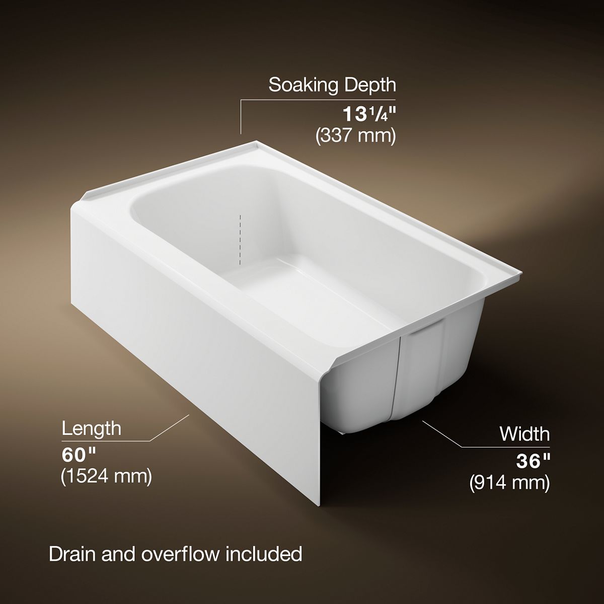 3/4 view of product with dimensions