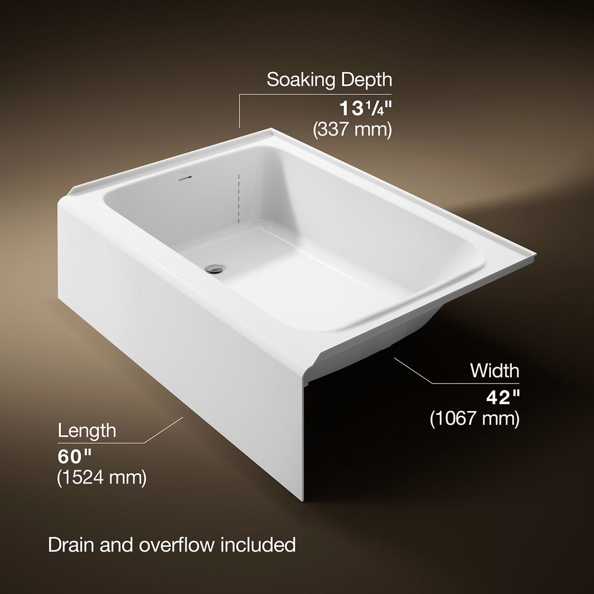 3/4 view of product with dimensions