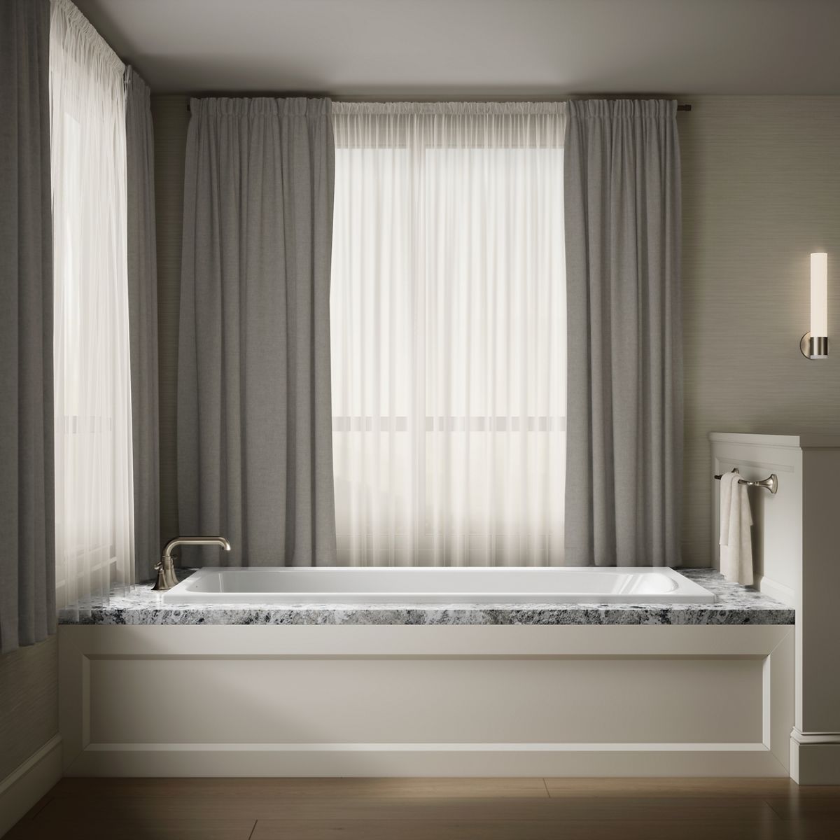 Up to 2 walls & multiple product categories visible, 1-point perspective
