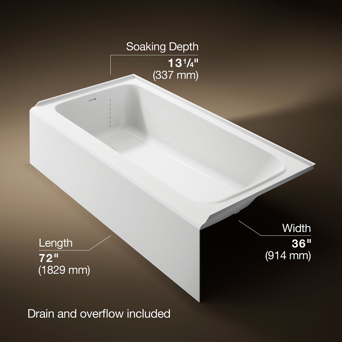 3/4 view of product with dimensions