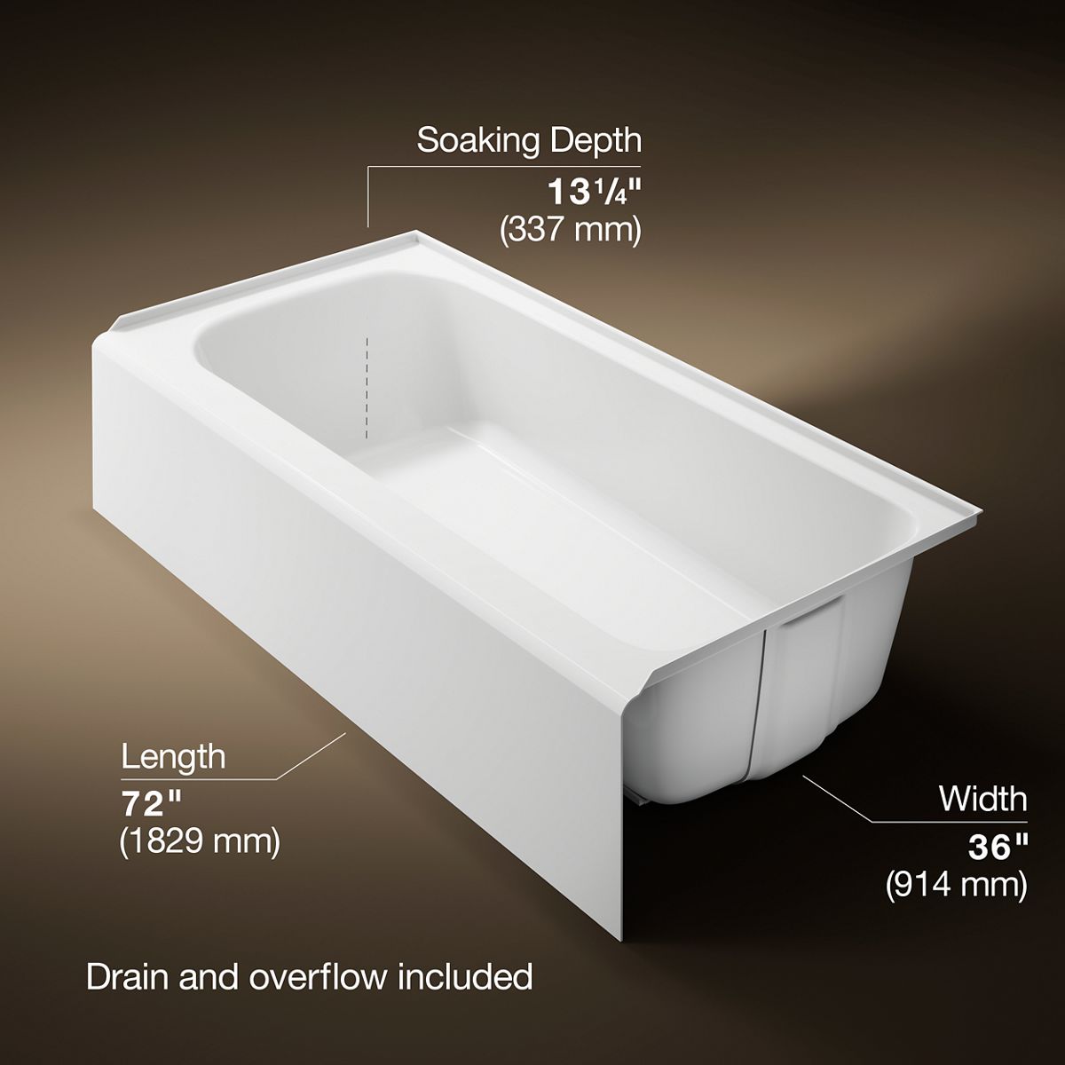 3/4 view of product with dimensions