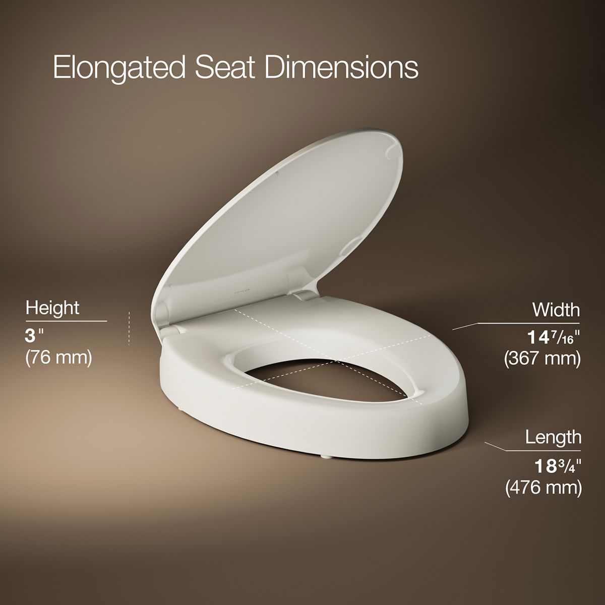 3/4 view of product with dimensions
