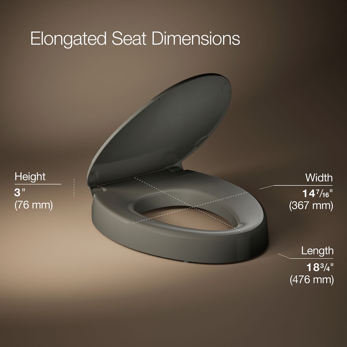 3/4 view of product with dimensions