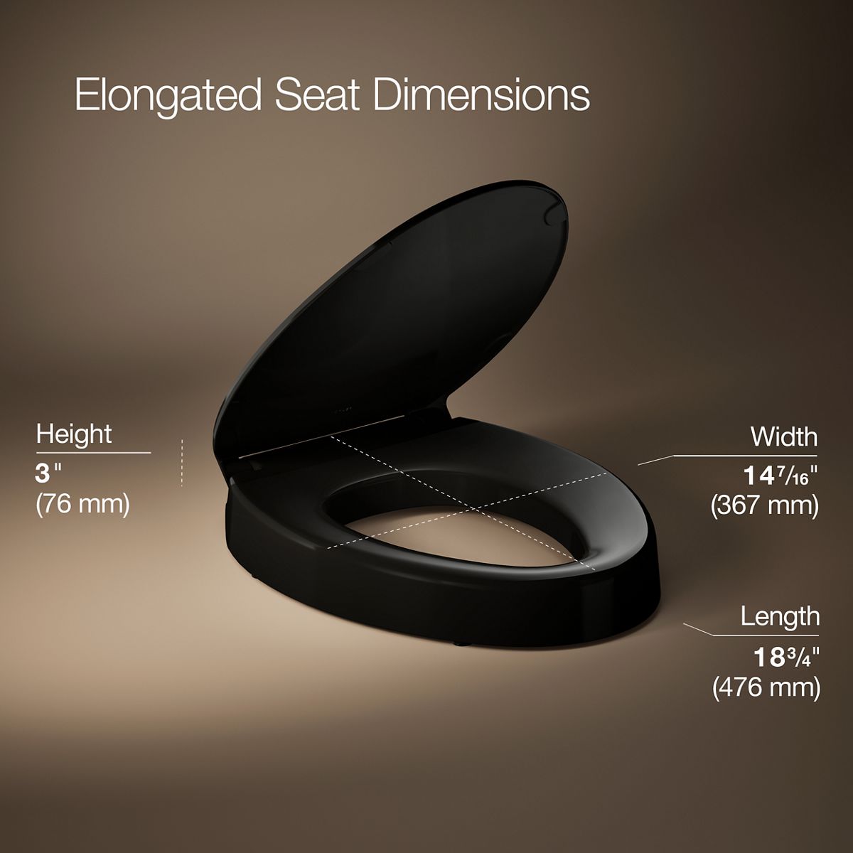 3/4 view of product with dimensions