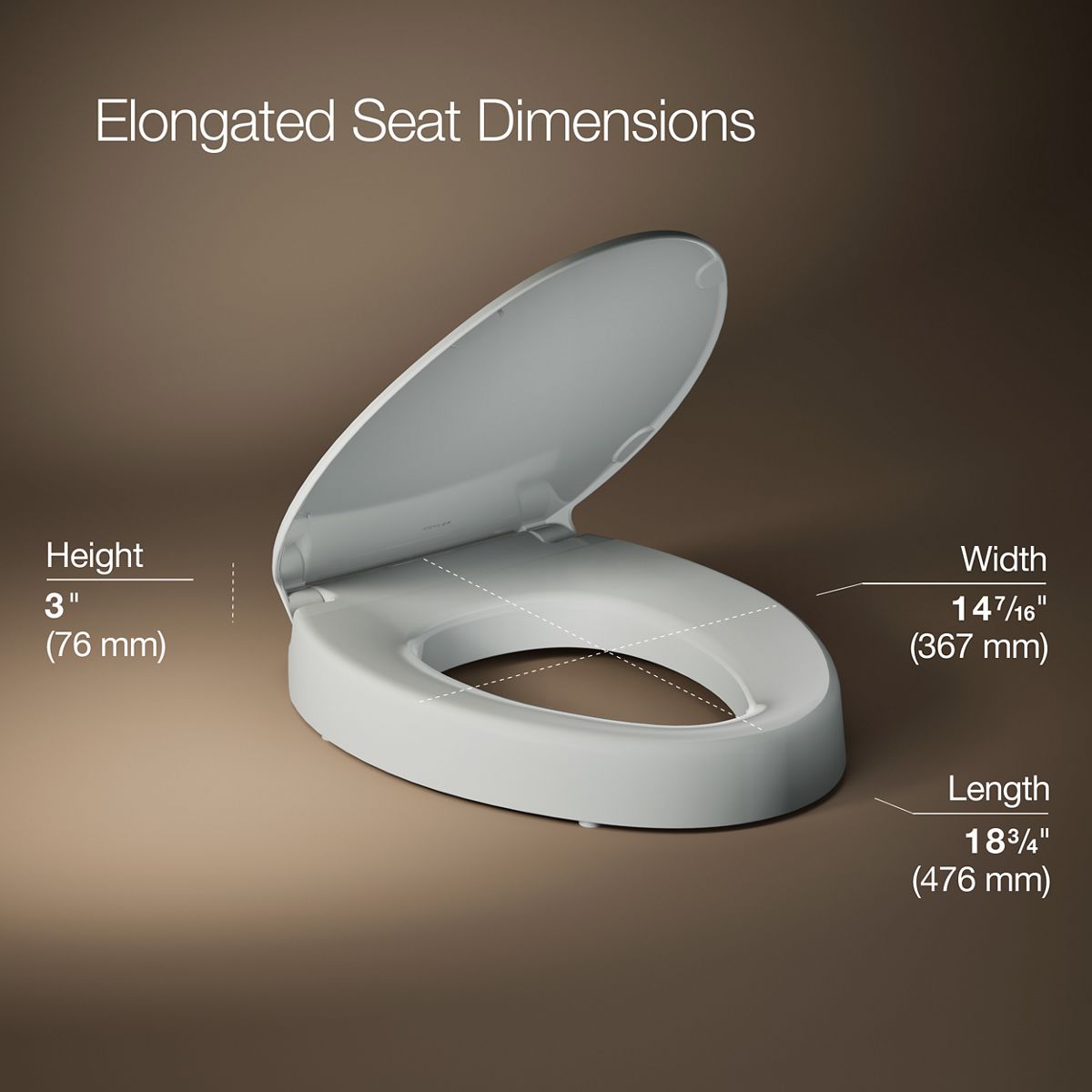 3/4 view of product with dimensions