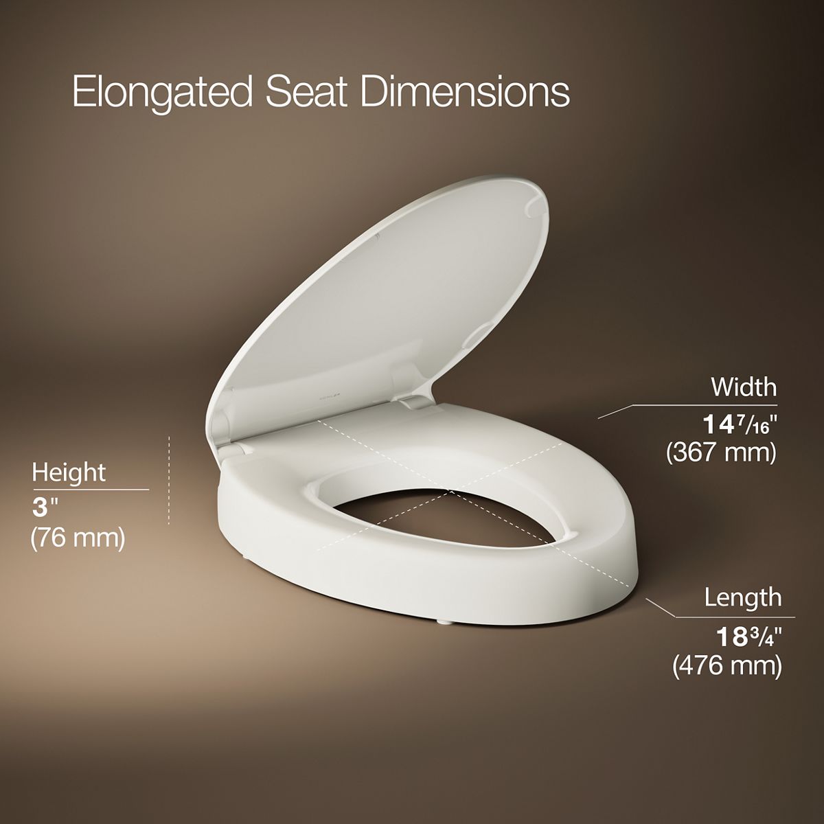 3/4 view of product with dimensions