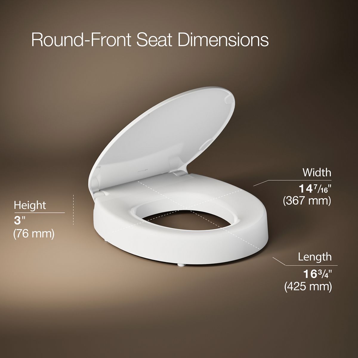3/4 view of product with dimensions