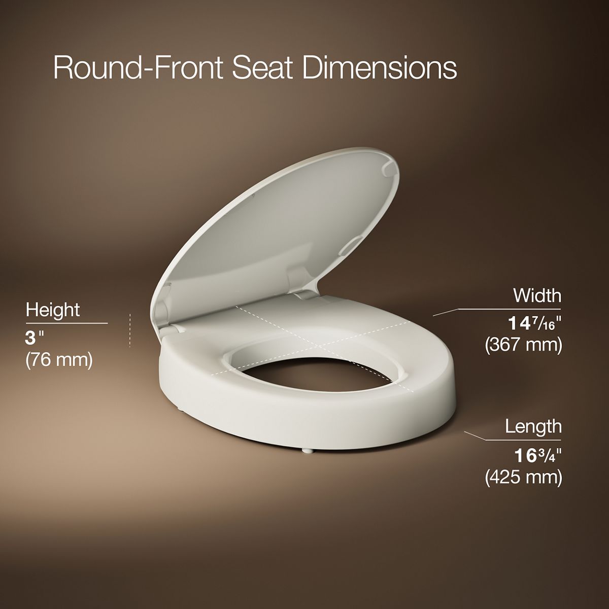 3/4 view of product with dimensions