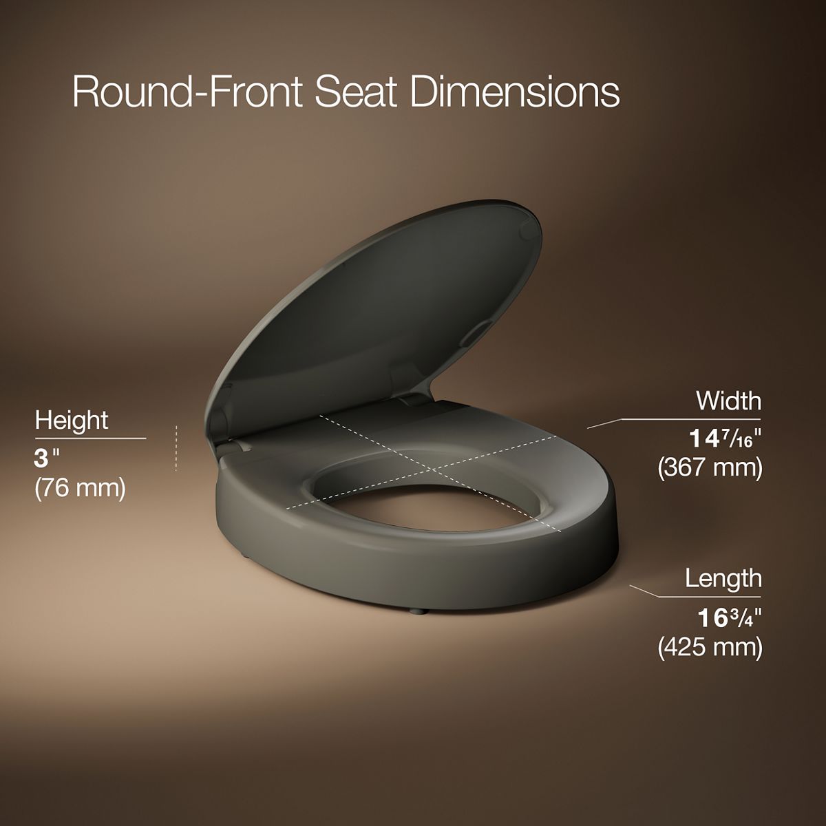 3/4 view of product with dimensions