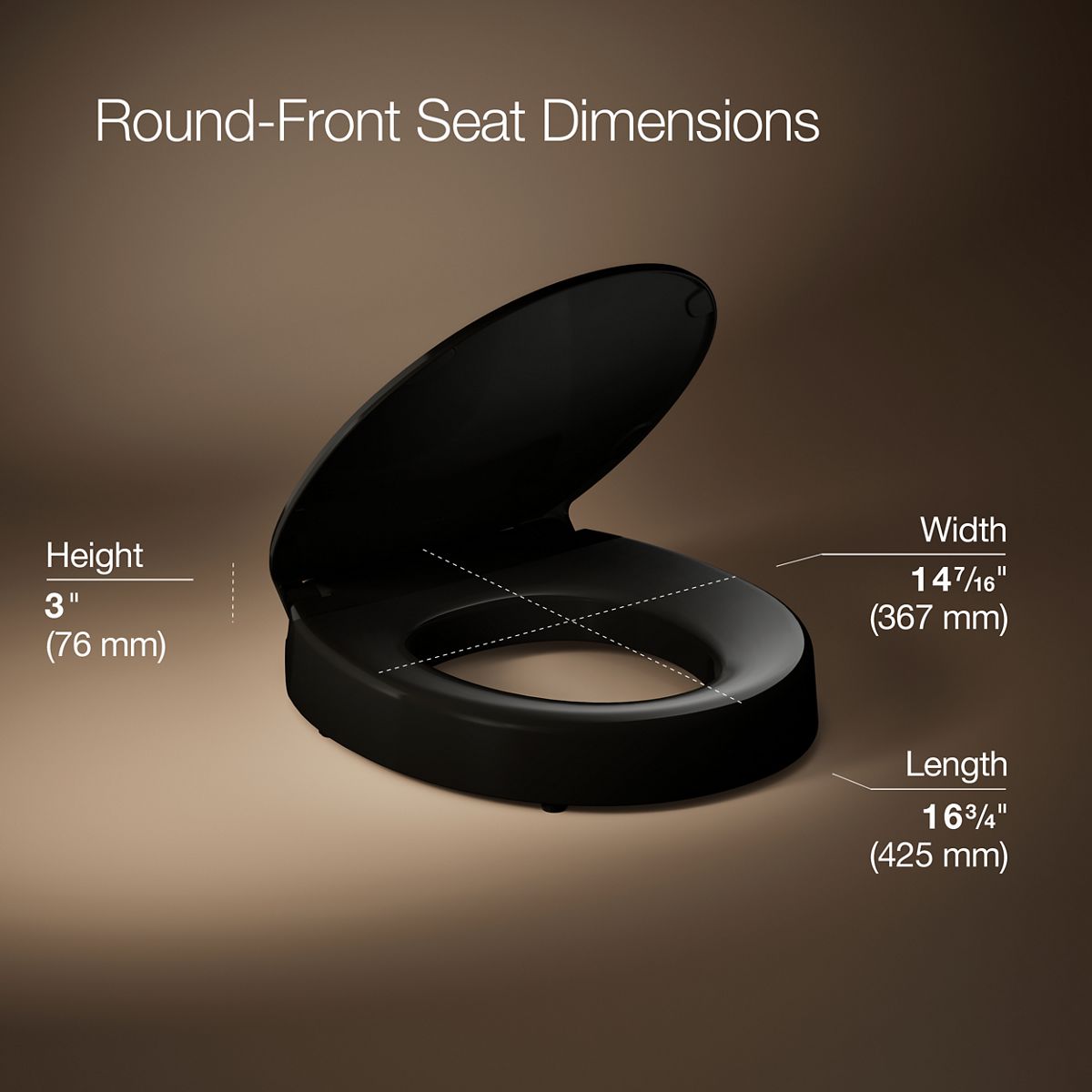 3/4 view of product with dimensions