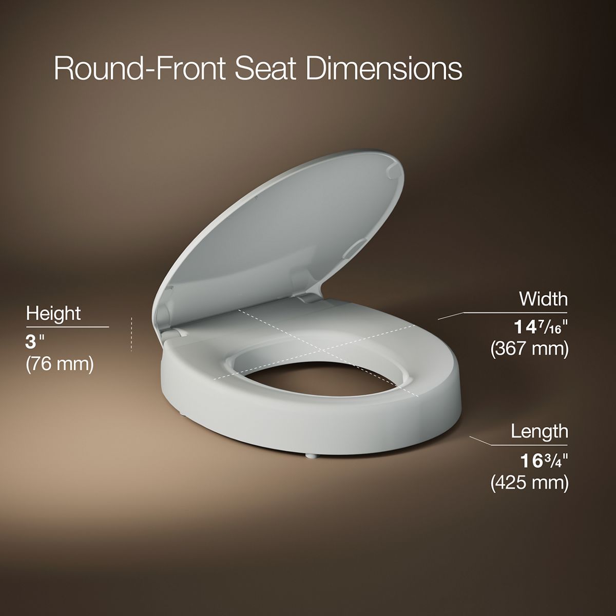 3/4 view of product with dimensions