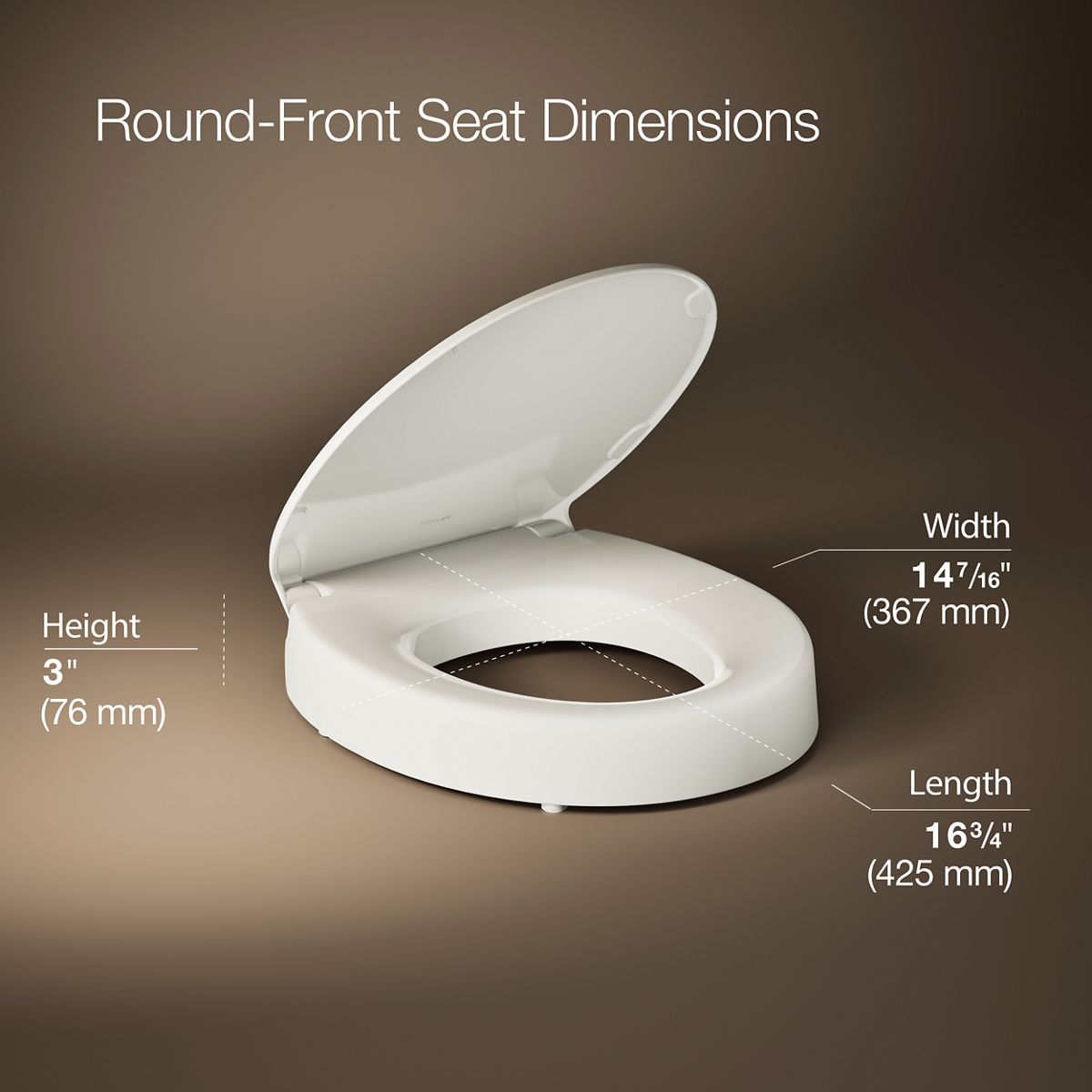 3/4 view of product with dimensions
