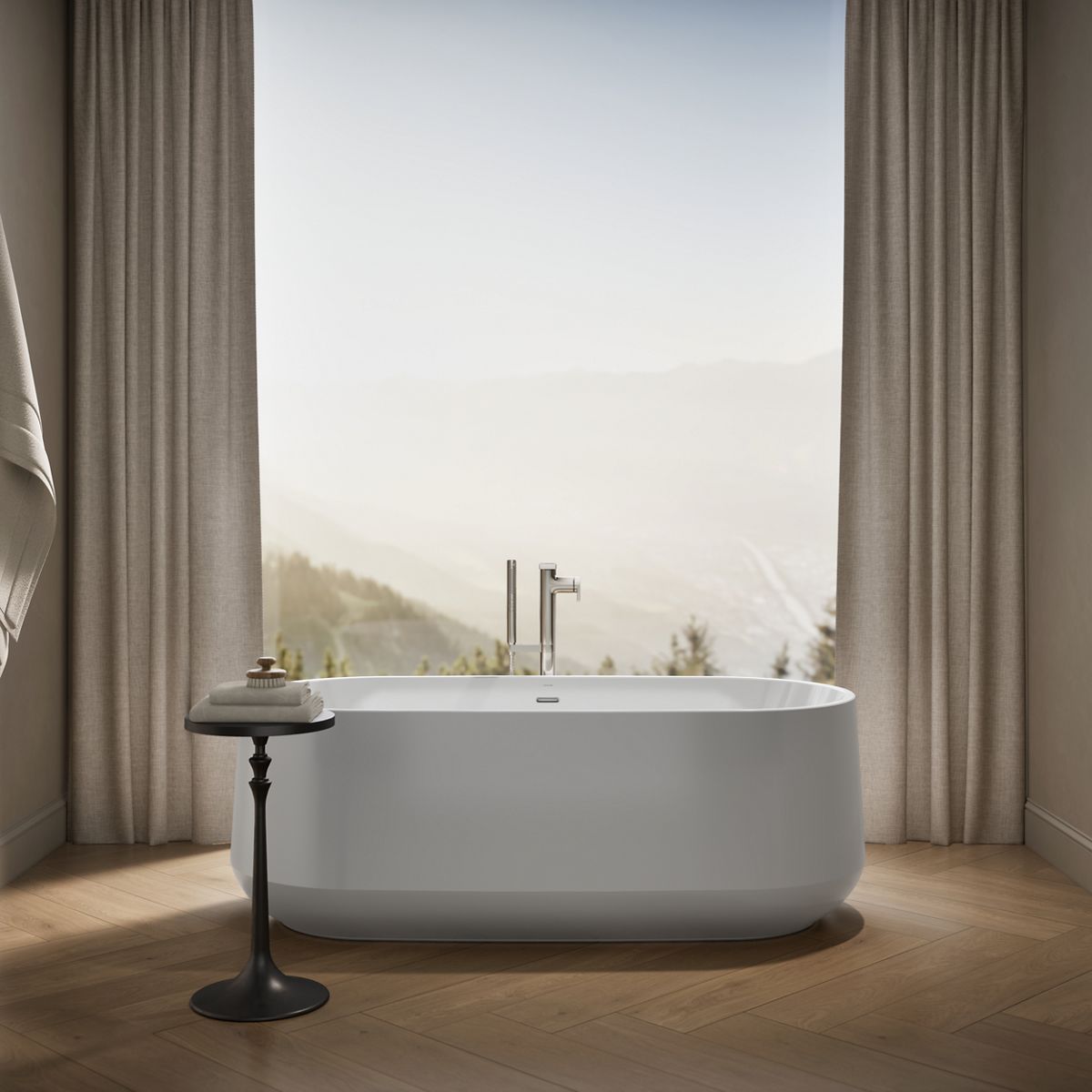 Up to 2 walls & multiple product categories visible, 1-point perspective