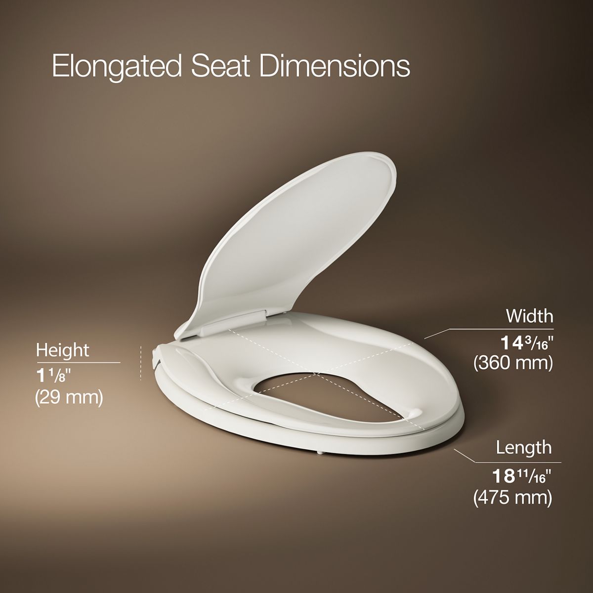 3/4 view of product with dimensions