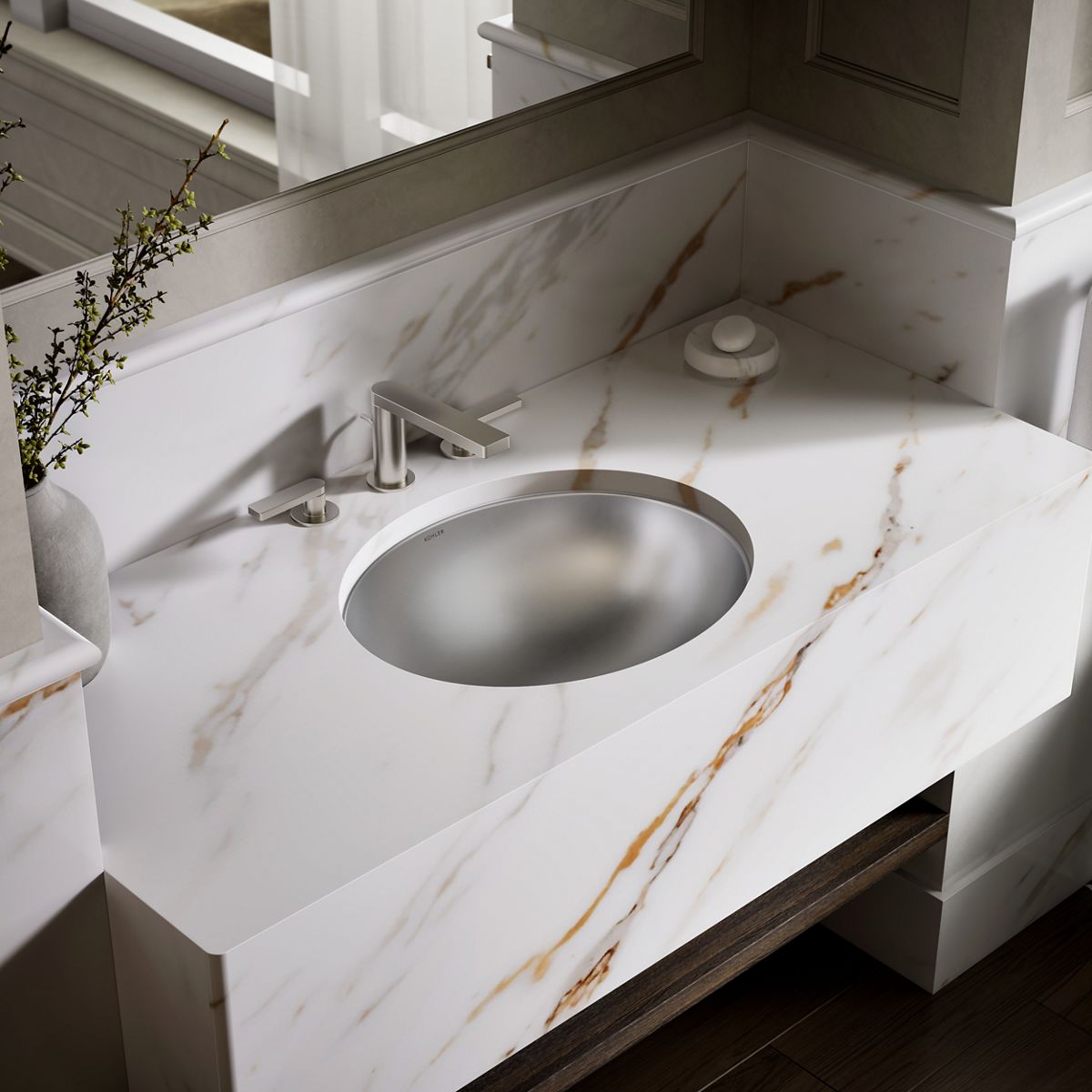Bachata Drop-in/Undermount Bathroom Sink w/ Mirror Finish, No