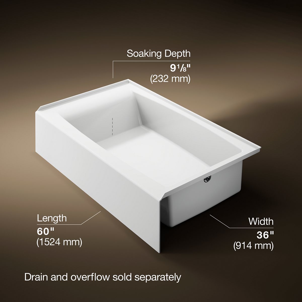 3/4 view of product with dimensions