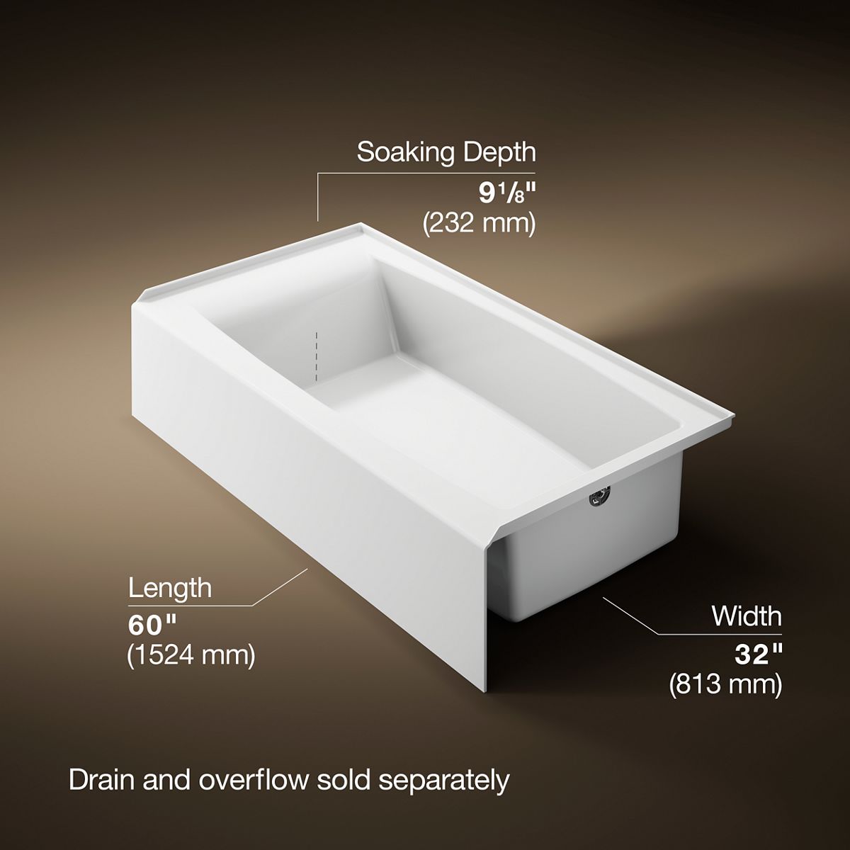 3/4 view of product with dimensions
