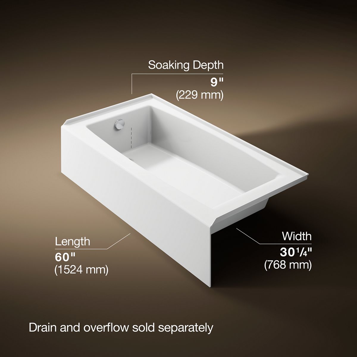 3/4 view of product with dimensions