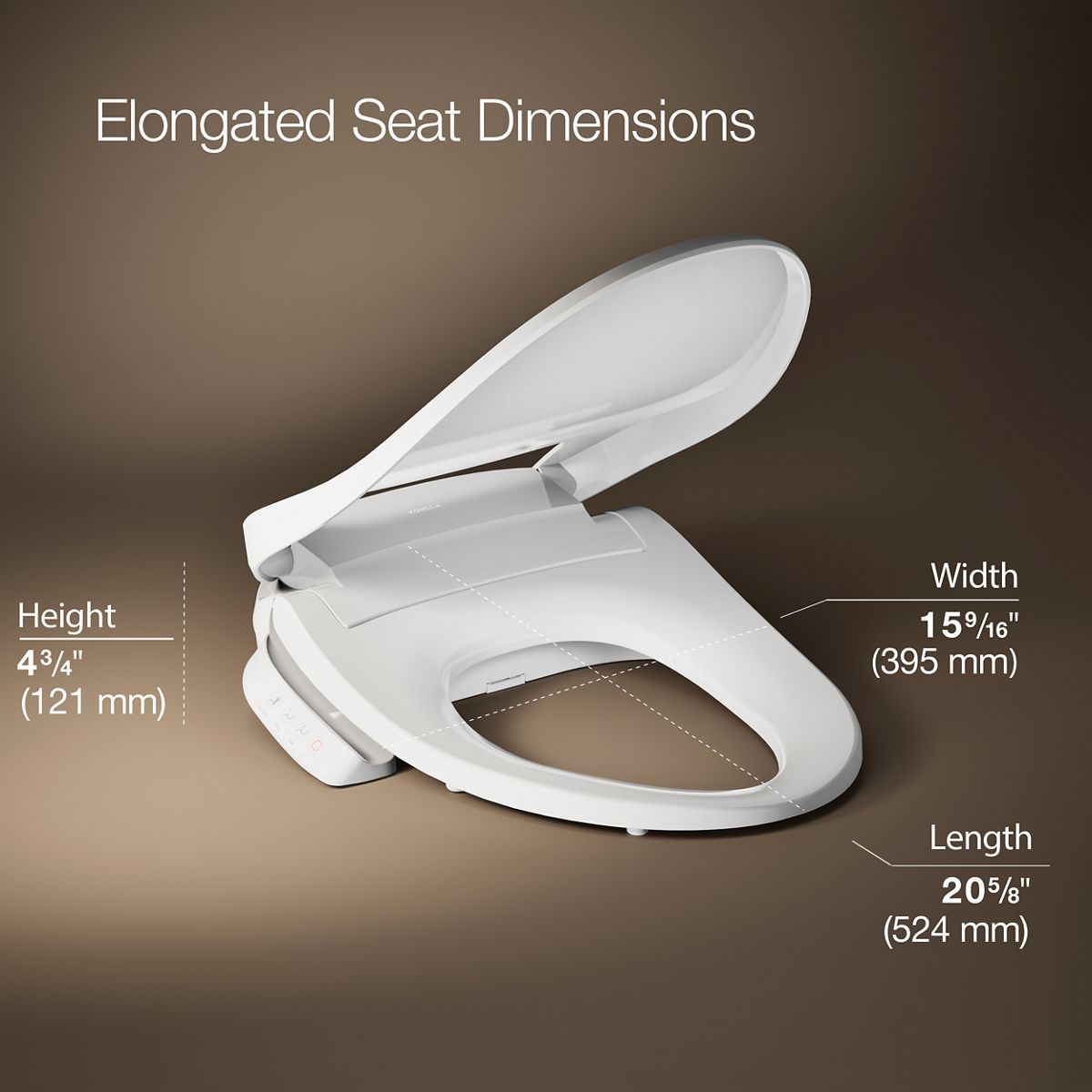 3/4 view of product with dimensions