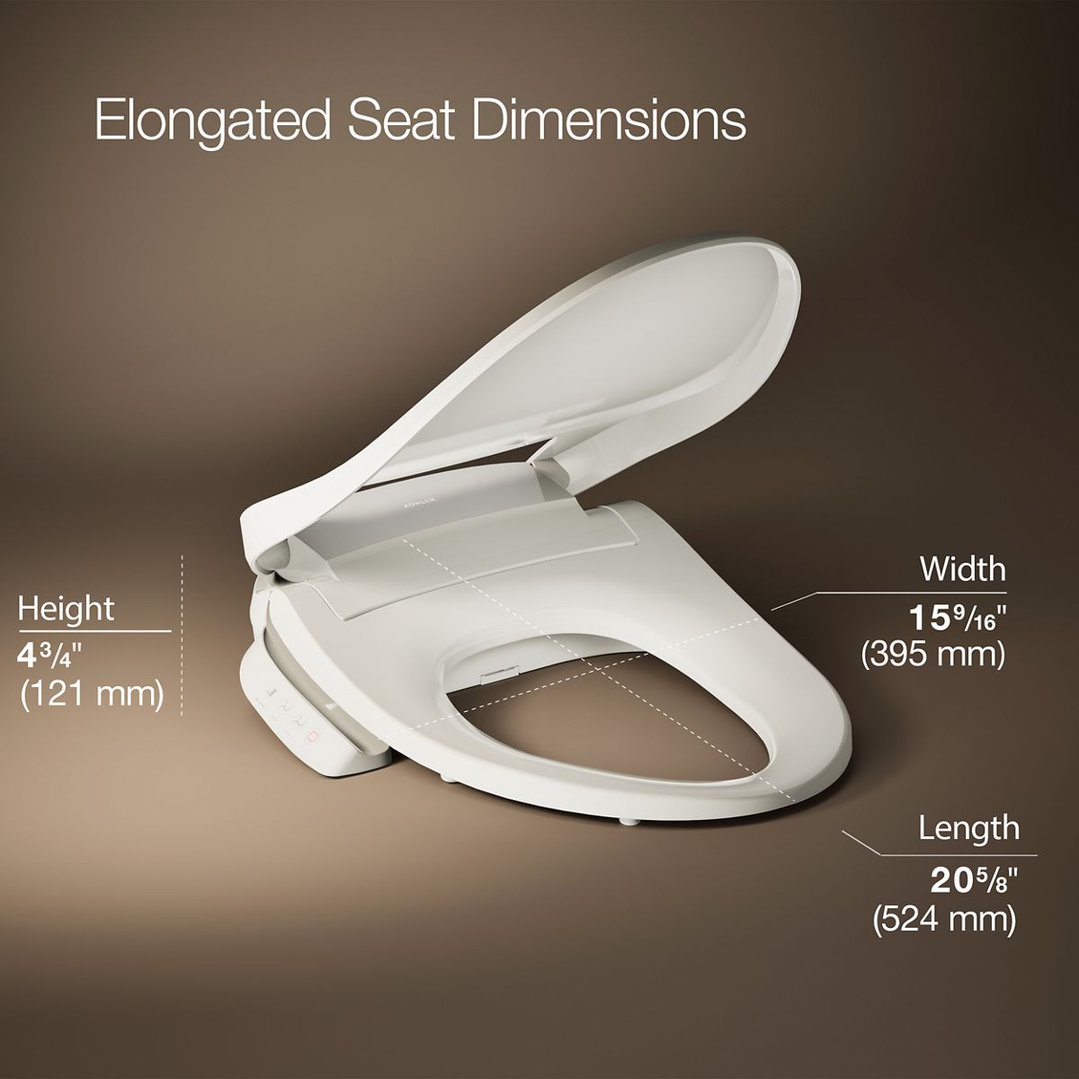 3/4 view of product with dimensions
