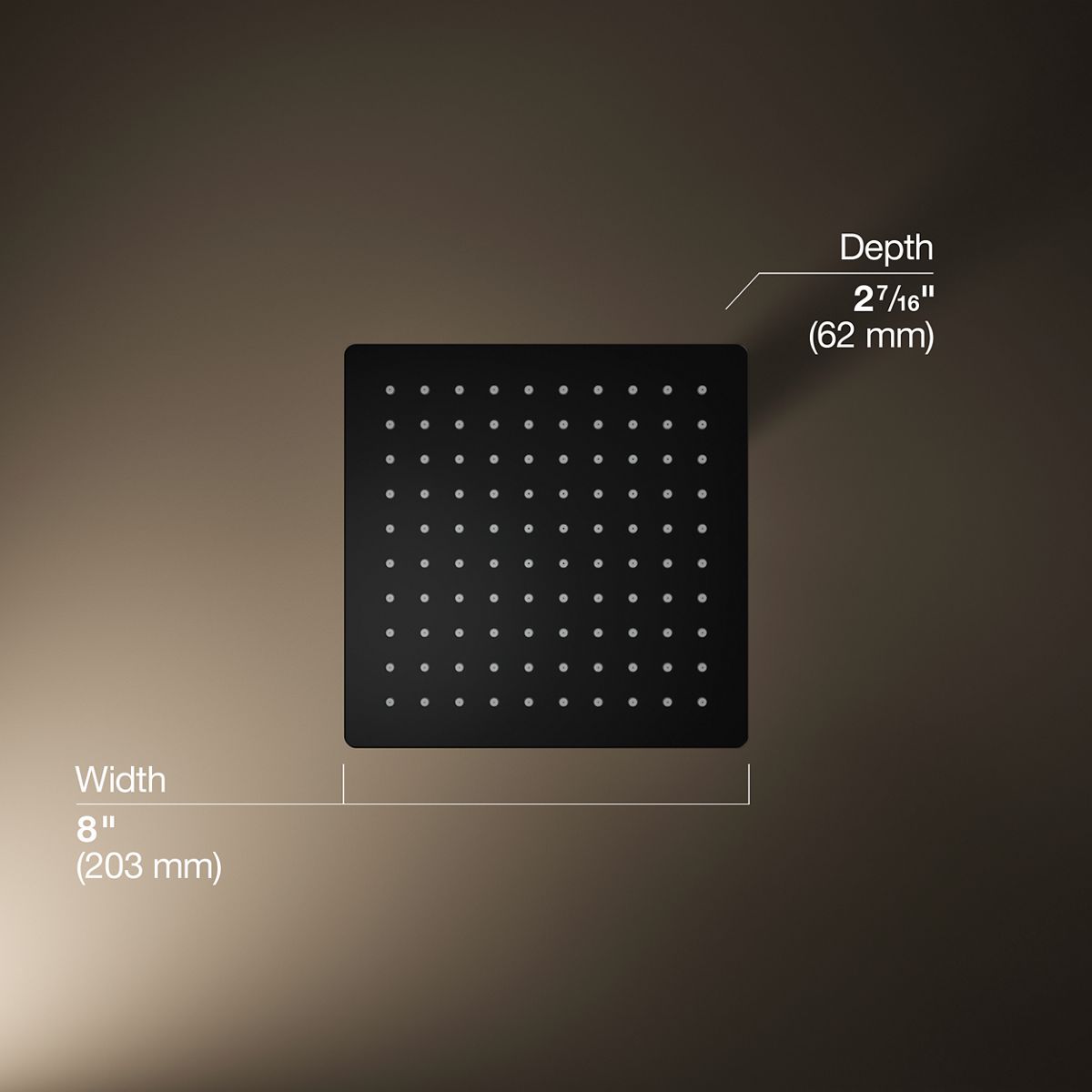 3/4 view of product with dimensions