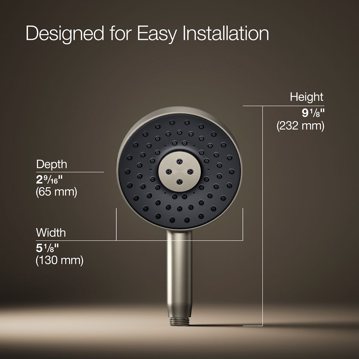3/4 view of product with dimensions