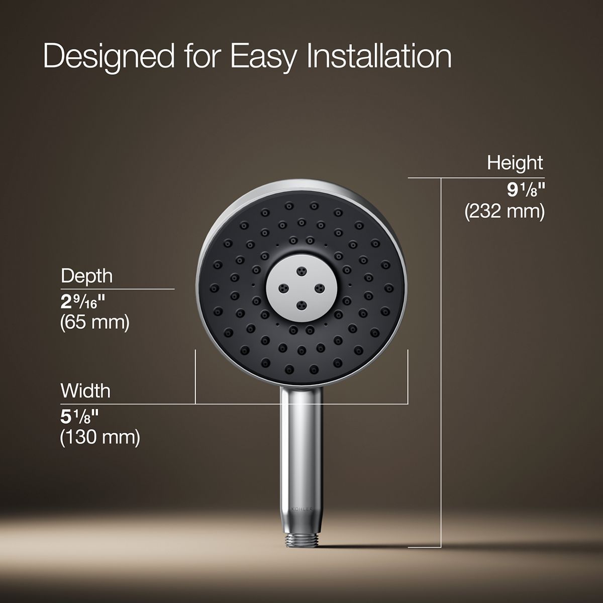 3/4 view of product with dimensions