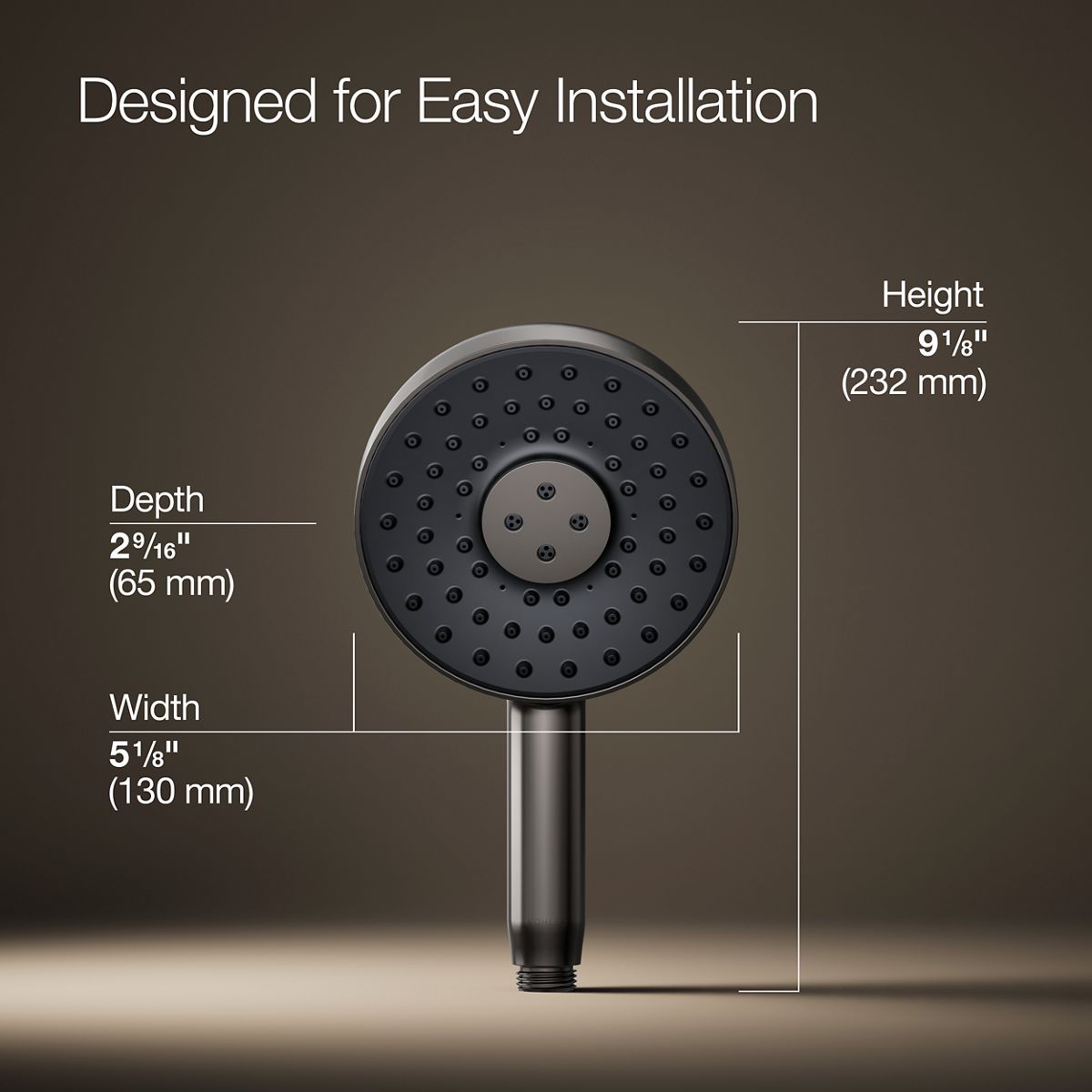 3/4 view of product with dimensions