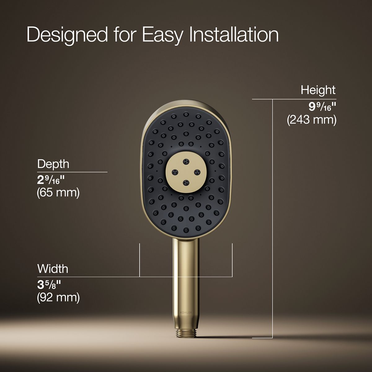 3/4 view of product with dimensions