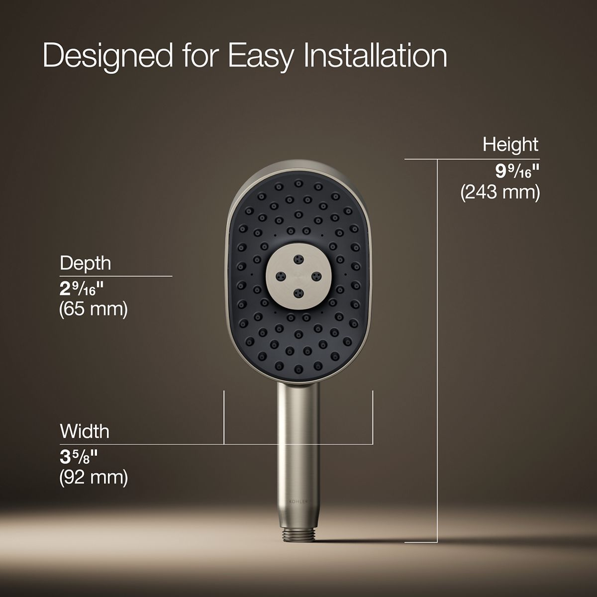 3/4 view of product with dimensions