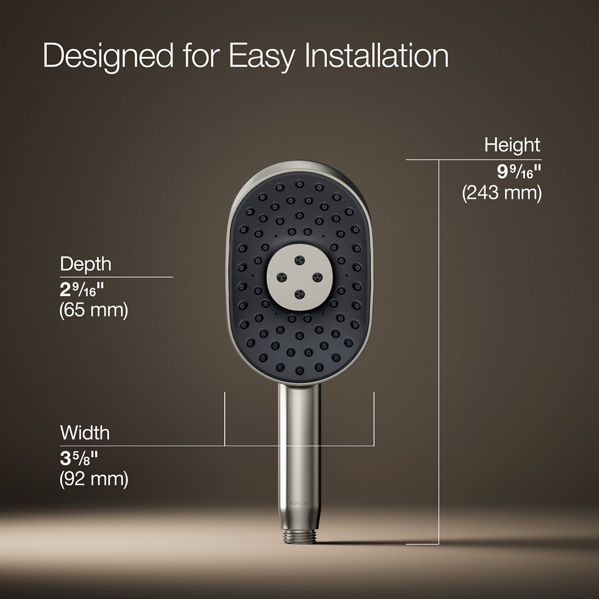 3/4 view of product with dimensions