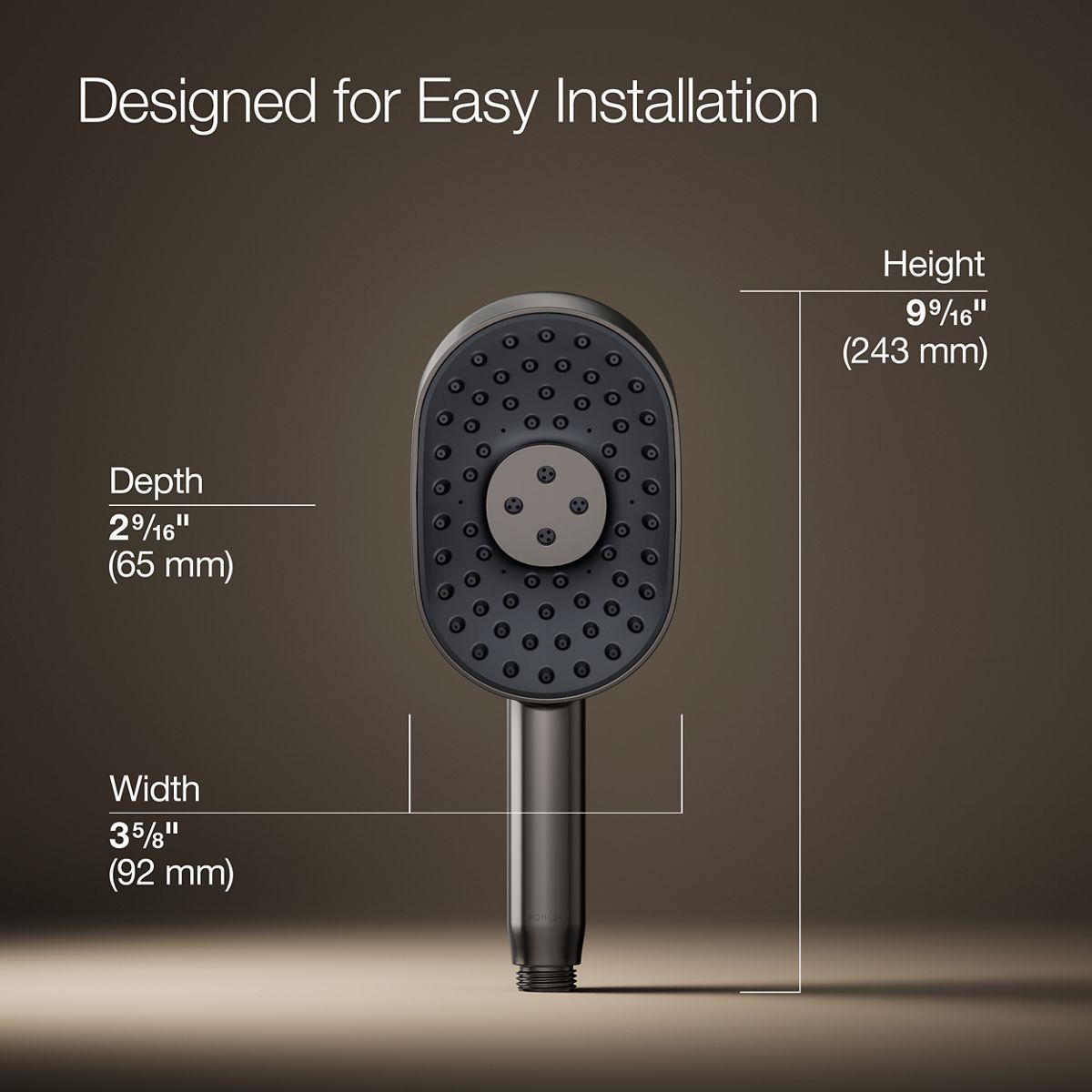 3/4 view of product with dimensions