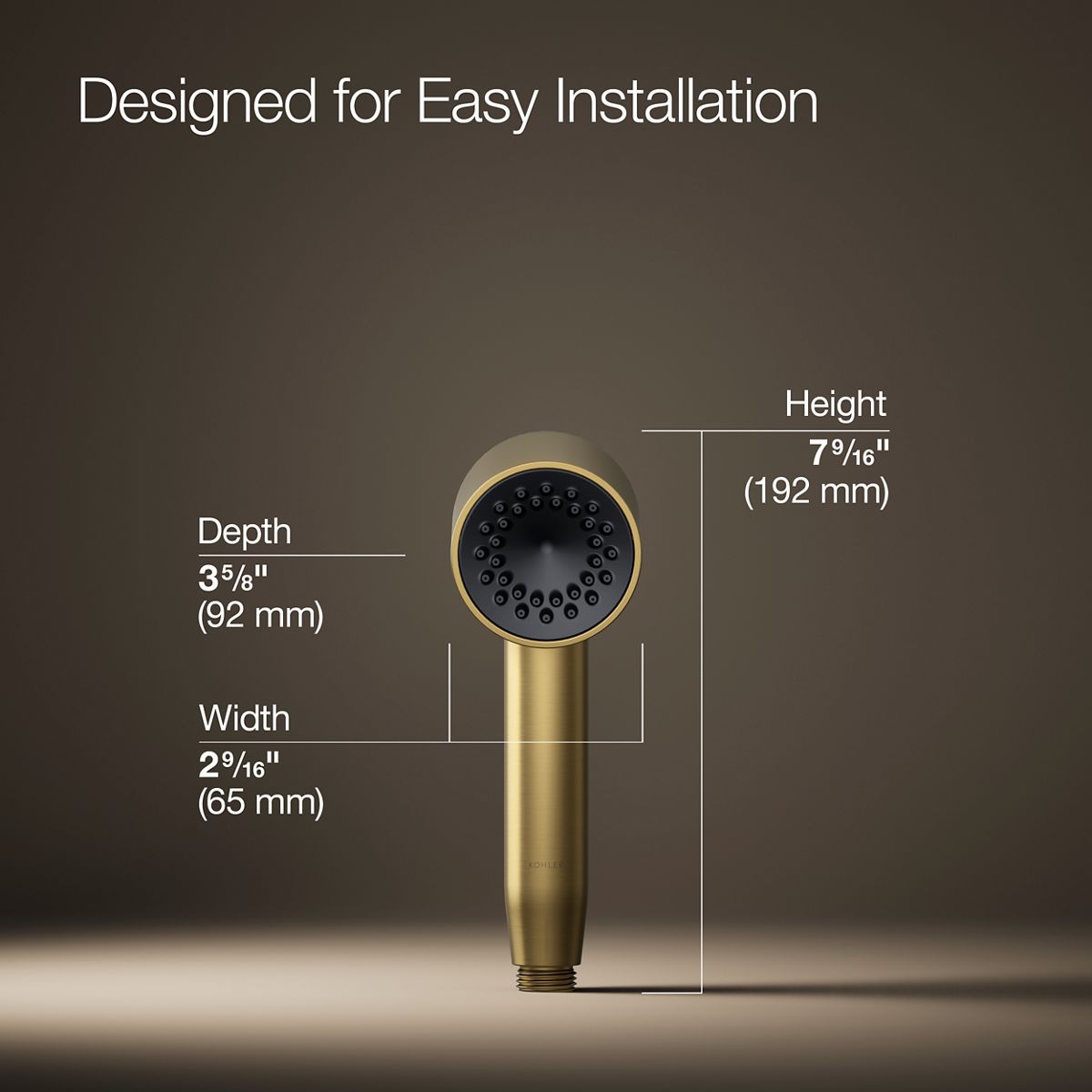3/4 view of product with dimensions