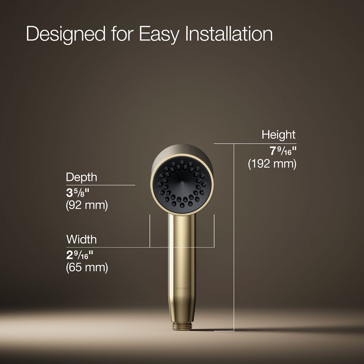 3/4 view of product with dimensions