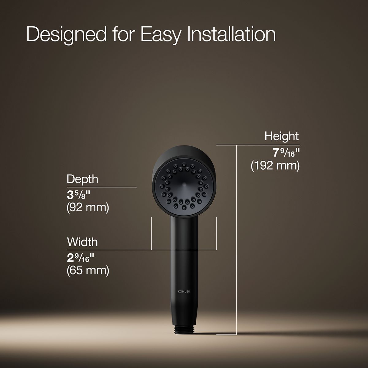 3/4 view of product with dimensions