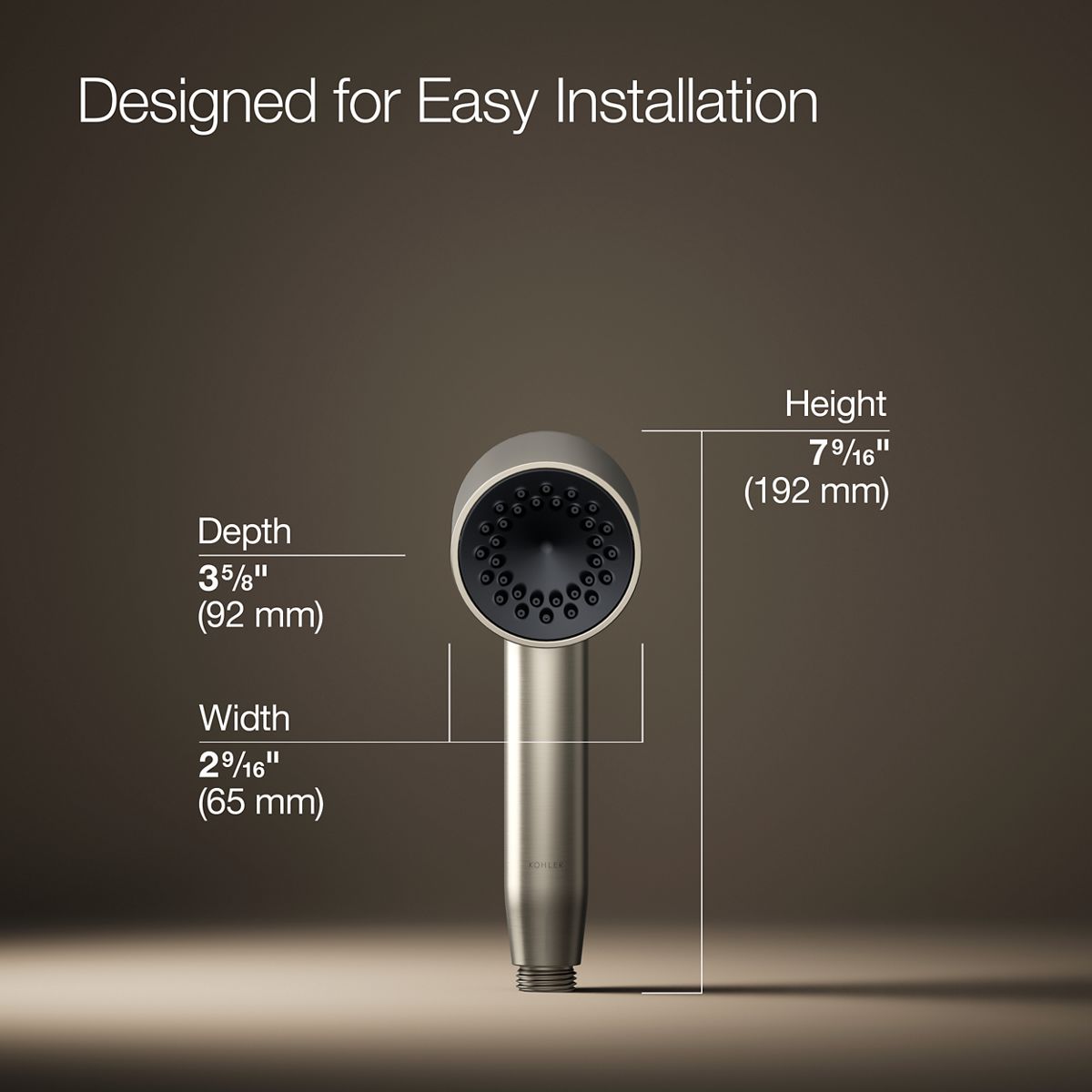 3/4 view of product with dimensions