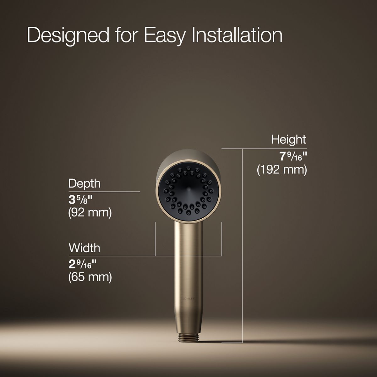 3/4 view of product with dimensions