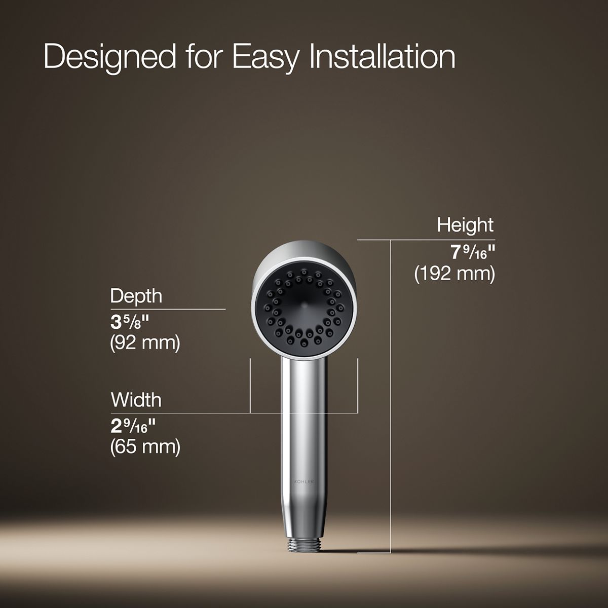 3/4 view of product with dimensions
