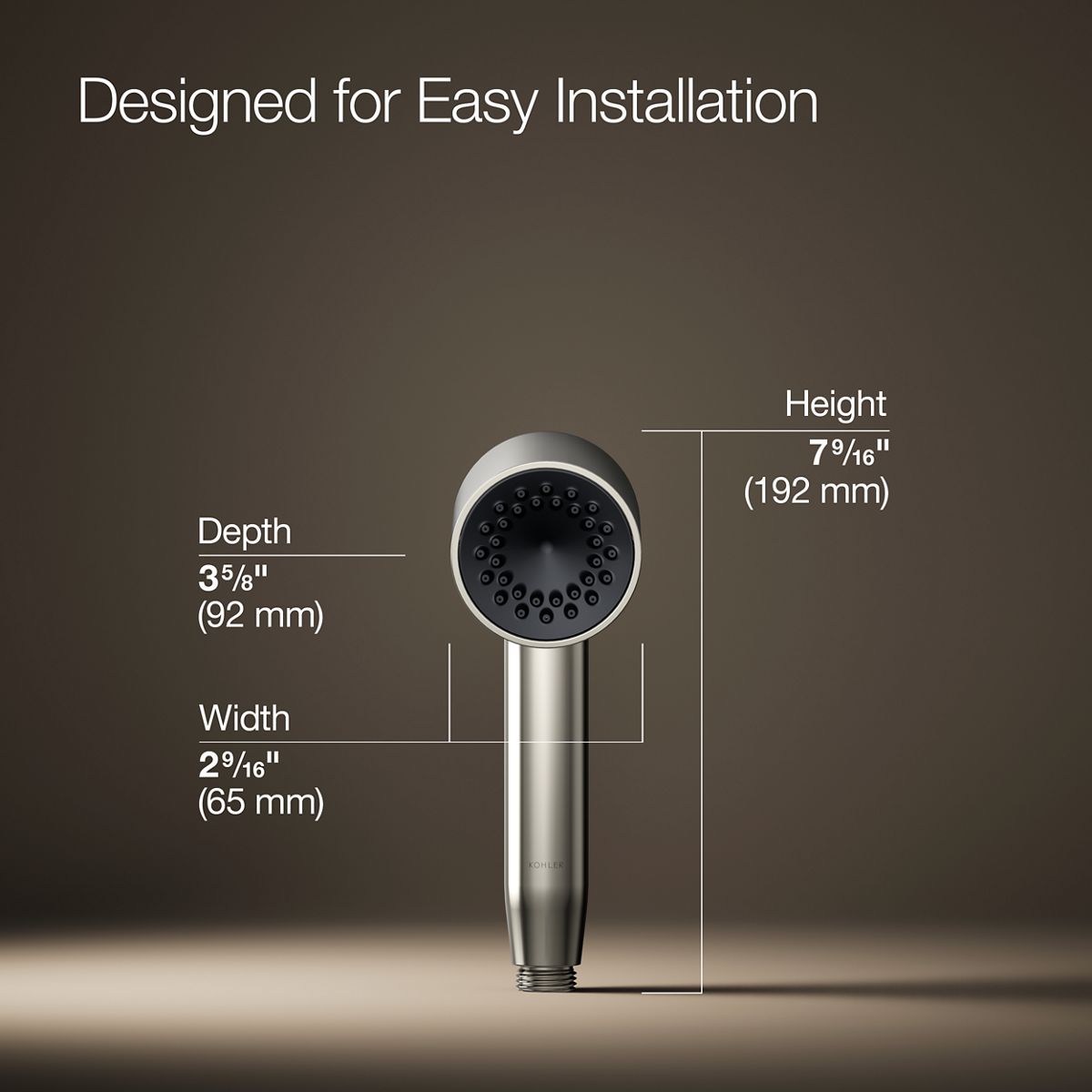 3/4 view of product with dimensions