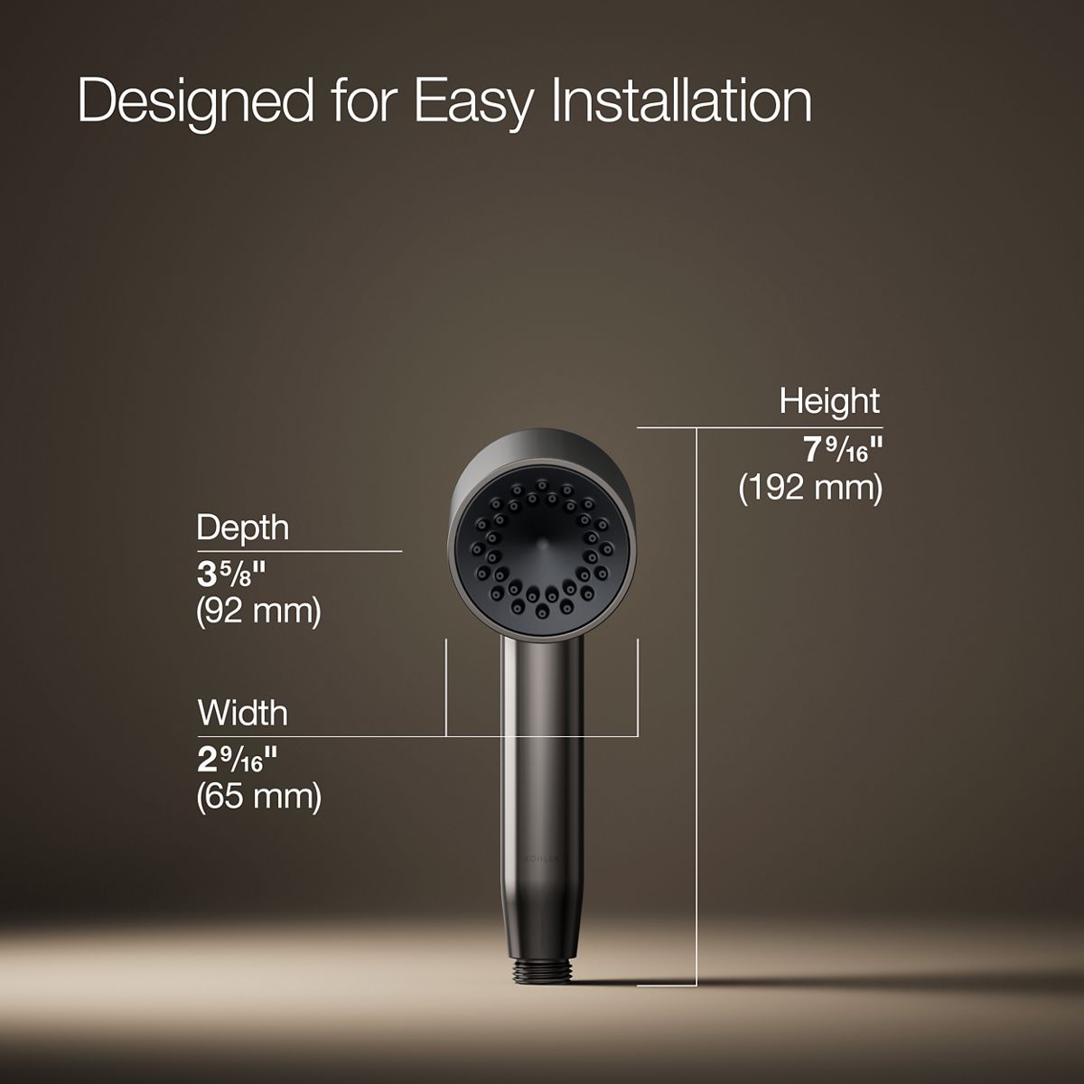 3/4 view of product with dimensions