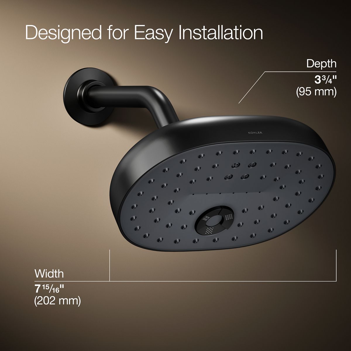 3/4 view of product with dimensions