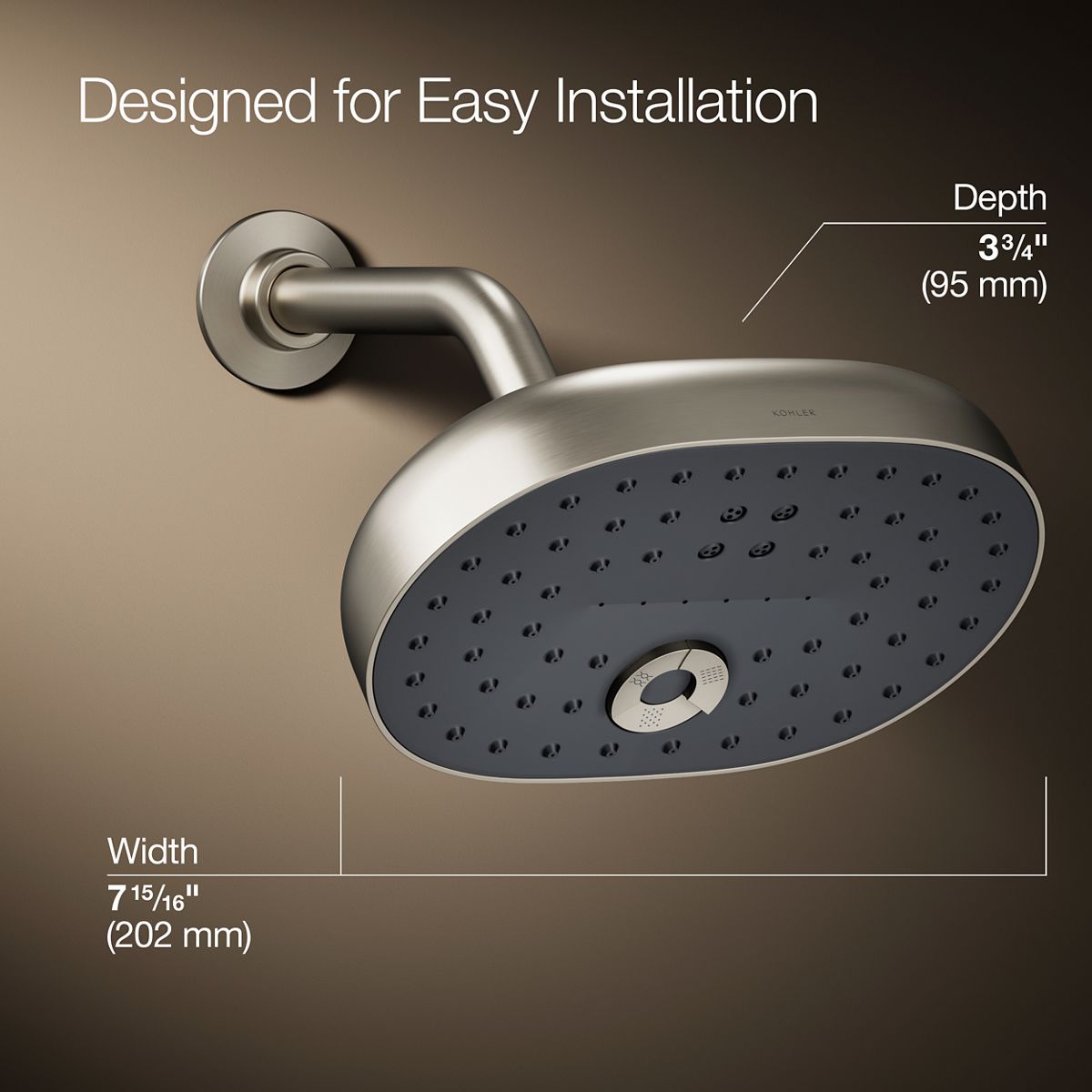 3/4 view of product with dimensions