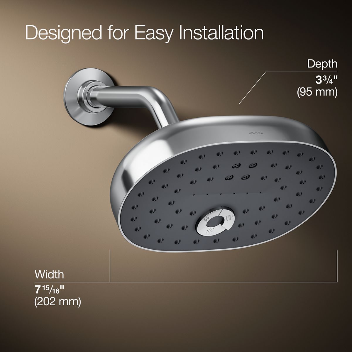 3/4 view of product with dimensions